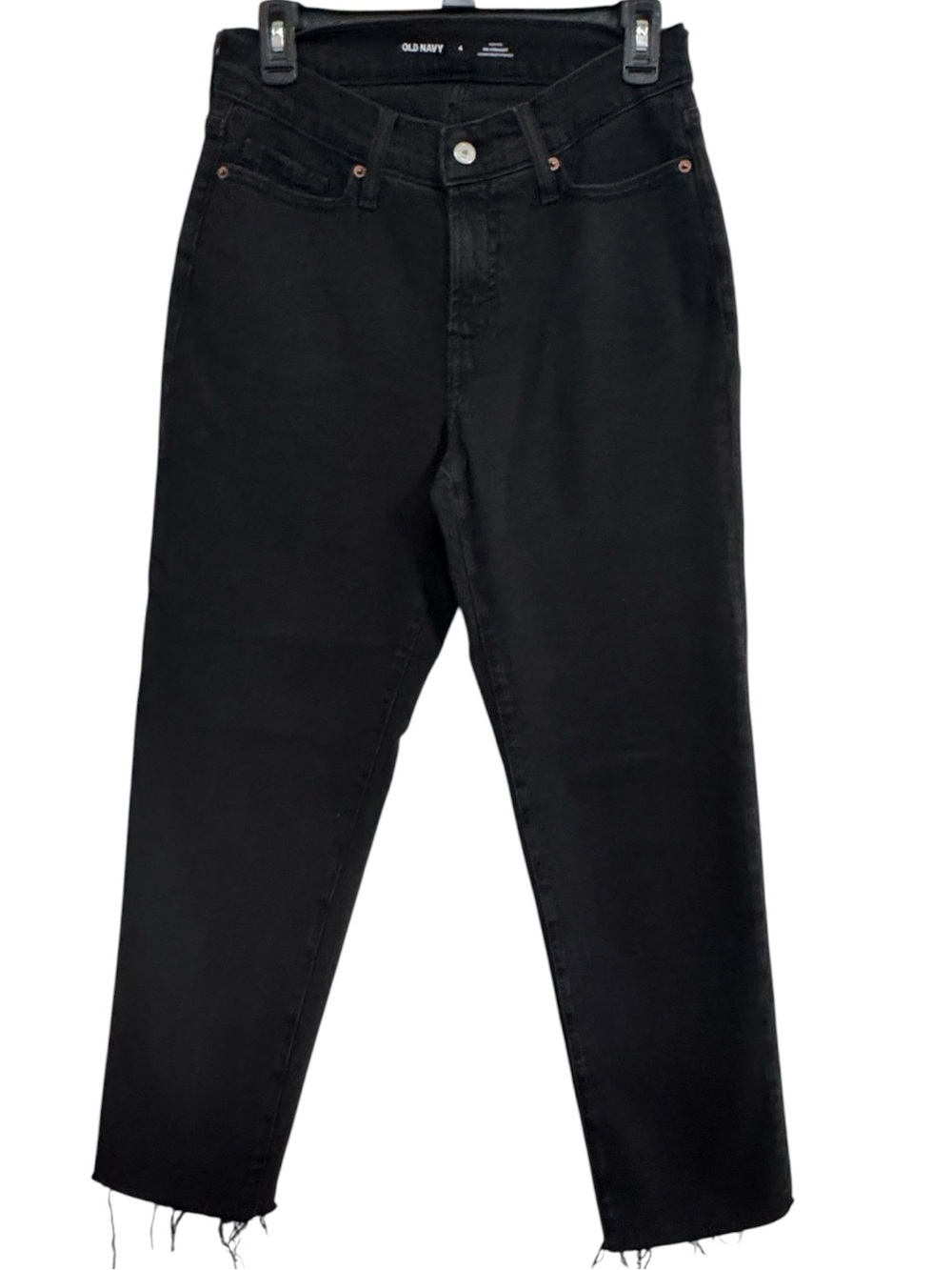 Old Navy High-Rise OG Straight Leg Black Rigid Jeans Secret-Smooth Pockets sz 4